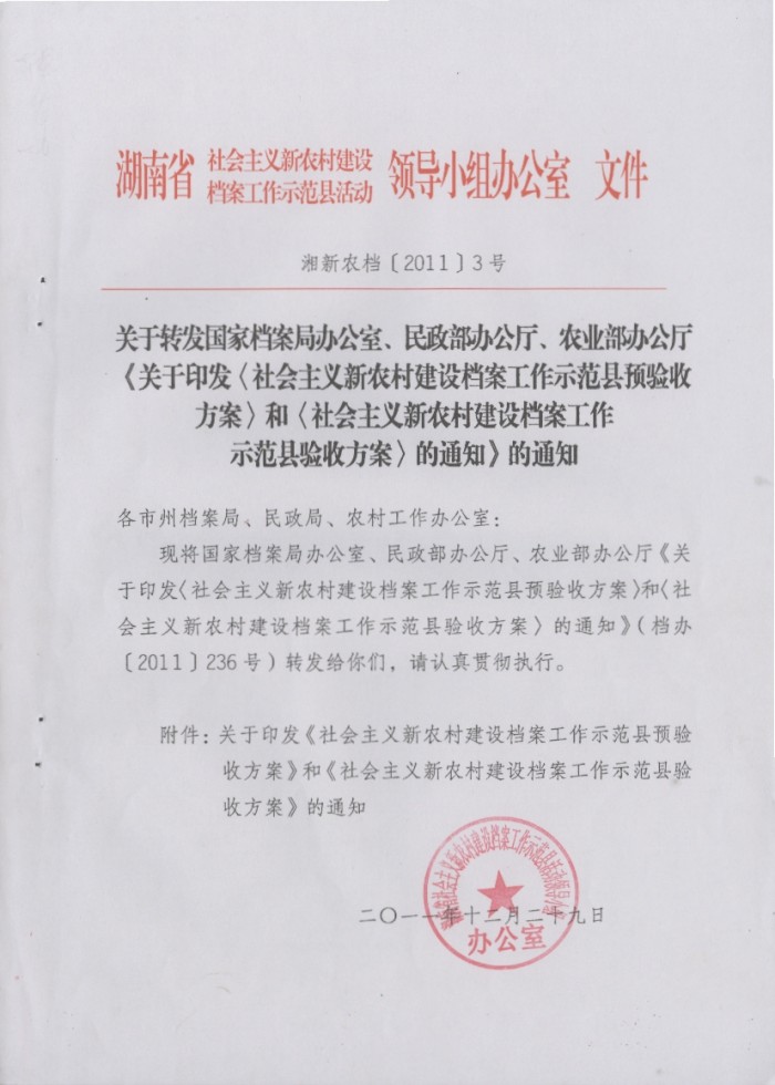 關(guān)于印發(fā)《社會(huì)主義新農(nóng)村建設(shè)檔案工作示范縣預(yù)驗(yàn)收方案》和《社會(huì)主義新農(nóng)村建設(shè)檔案工作示范縣驗(yàn)收方案》的通知