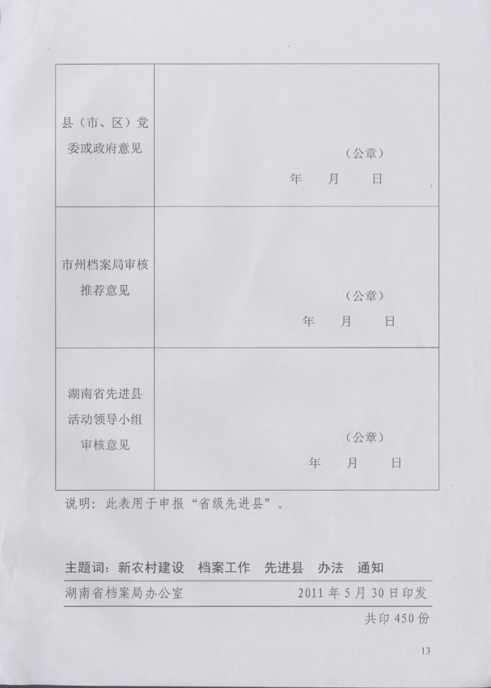 湖南省社會(huì)主義新農(nóng)村建設(shè)檔案工作先進(jìn)縣實(shí)施辦法