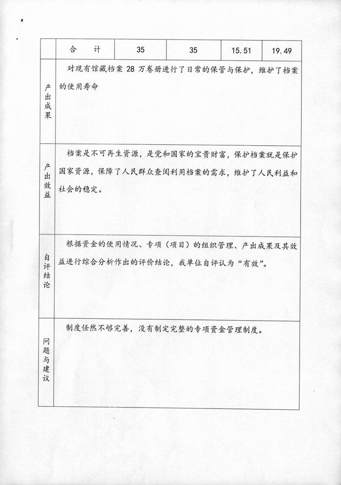 部門整體支出績效自評報告表