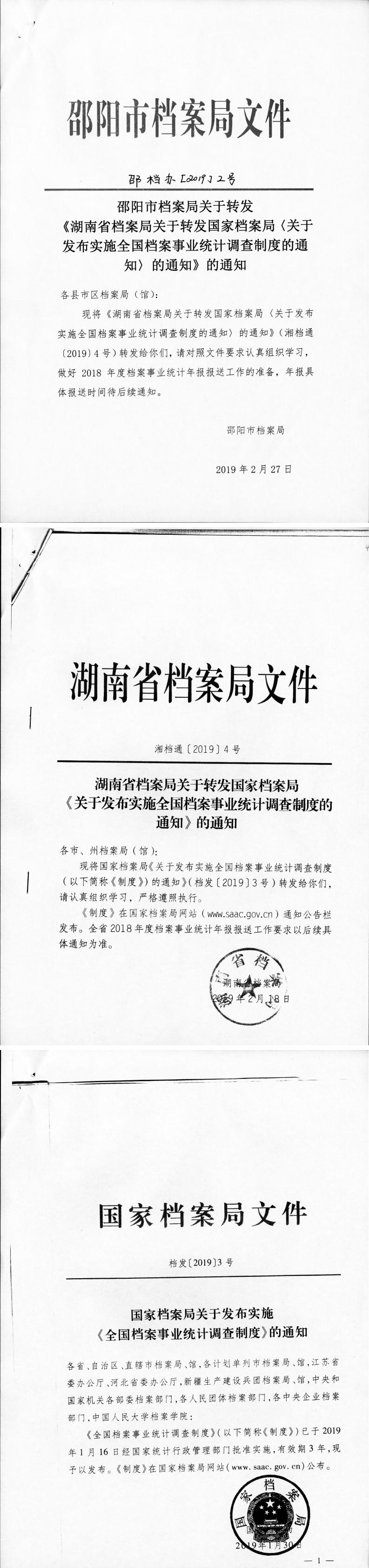 湖南省檔案局《關(guān)于轉(zhuǎn)發(fā)國家檔案局關(guān)于發(fā)布實話全國檔案事業(yè)統(tǒng)計調(diào)查制度的通知》的通知